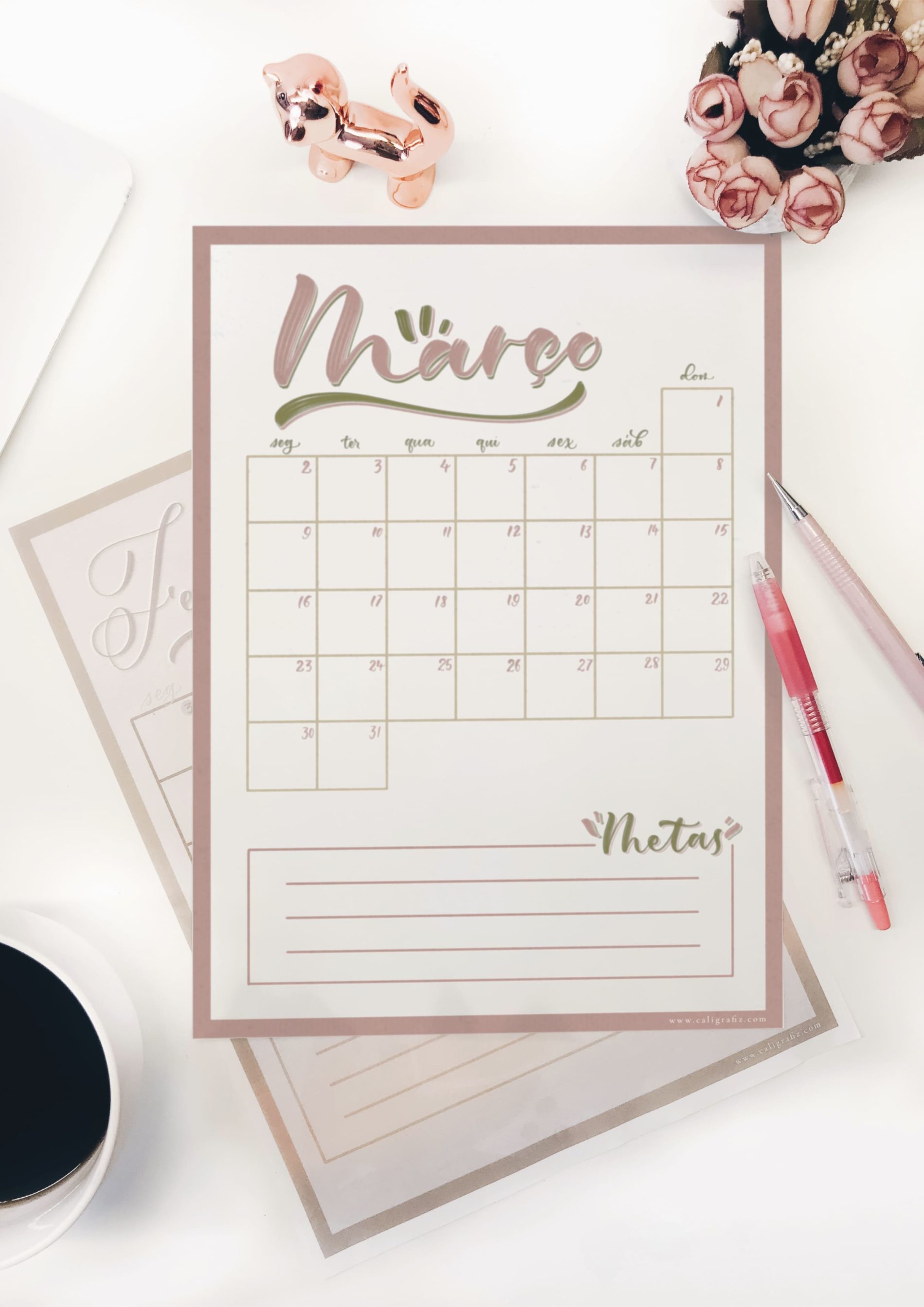 Planner do mes de marco para download