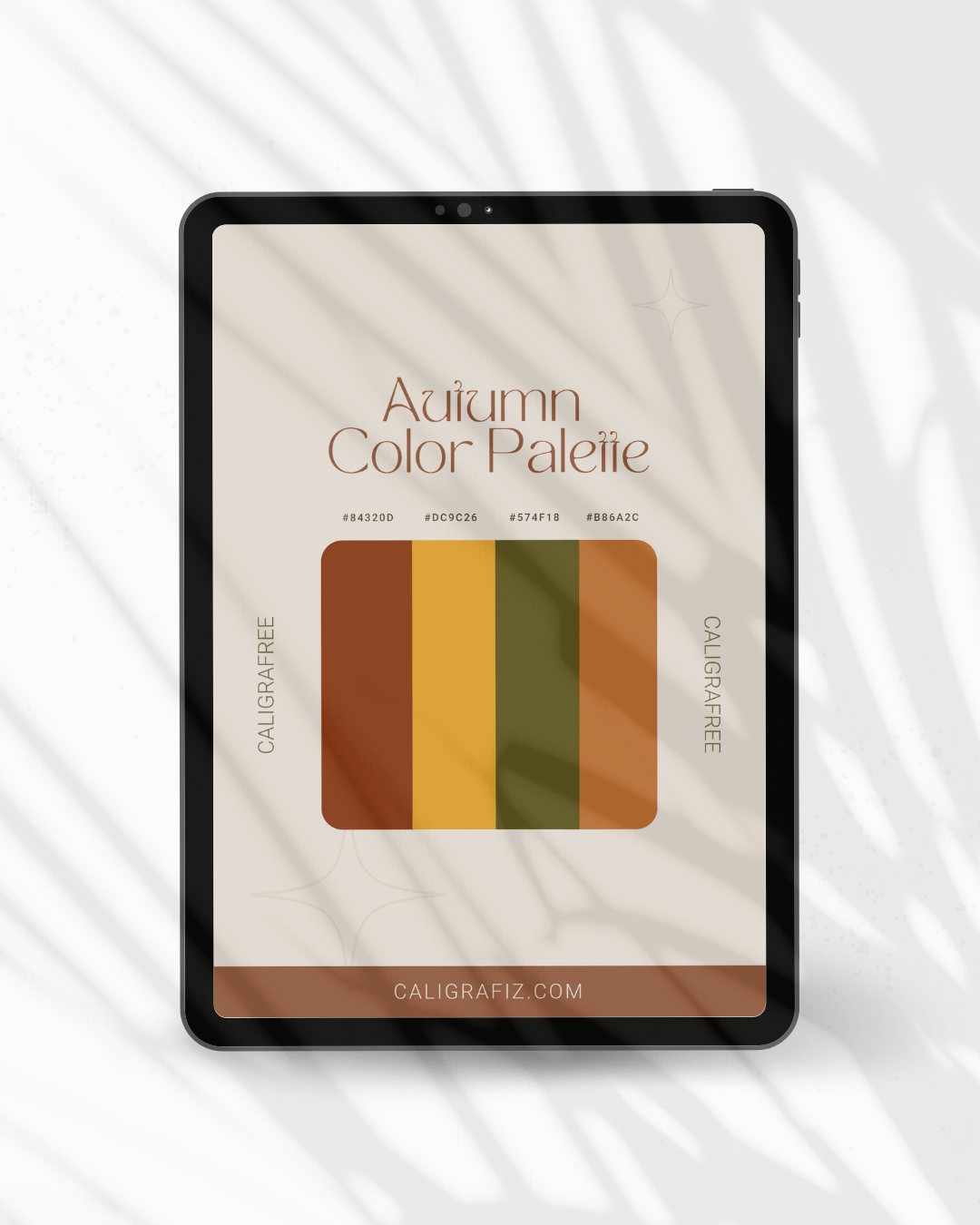 iPad com paleta de cores que representam os tons do outono